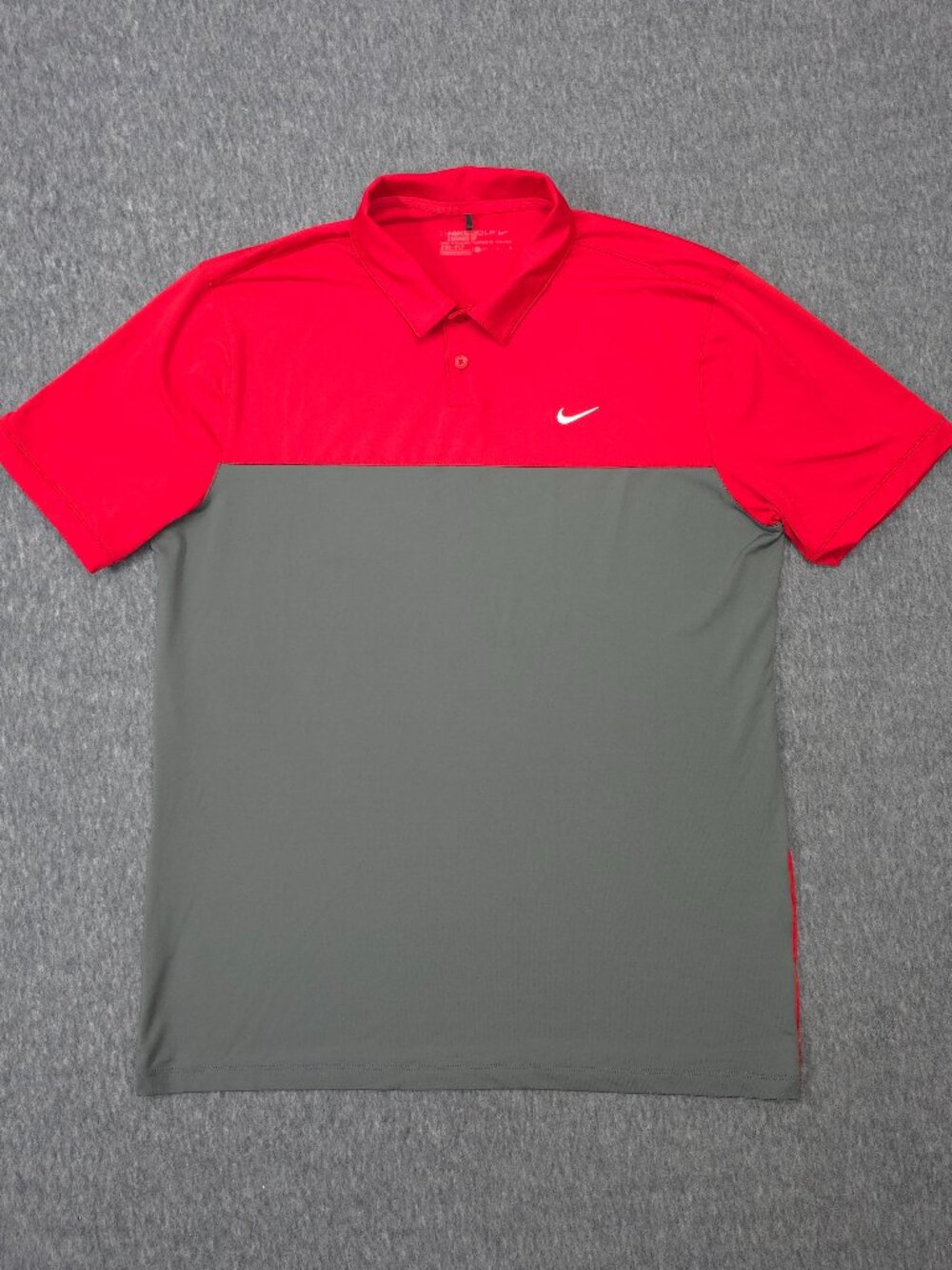 Nike Dri-fit Golf Polo Red and Gray Color Block Standard Fit Men's Medium